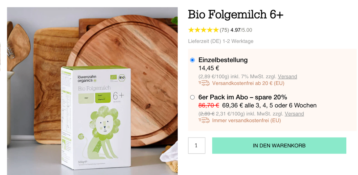 Produkt Abonnement Loewenzahn Organics